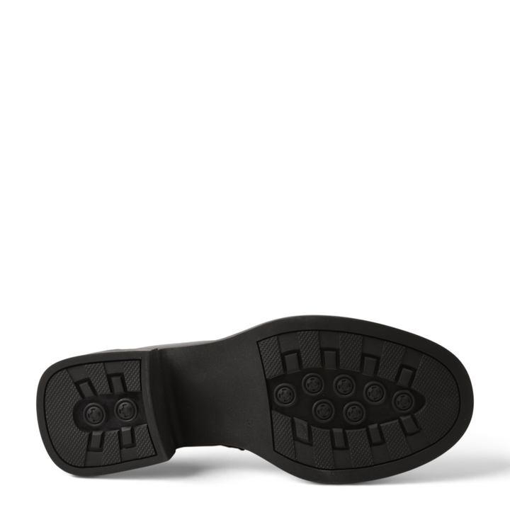 ada-shoes.ro Anna Viotti black leather boot sole with a chunky block heel and textured tread for grip