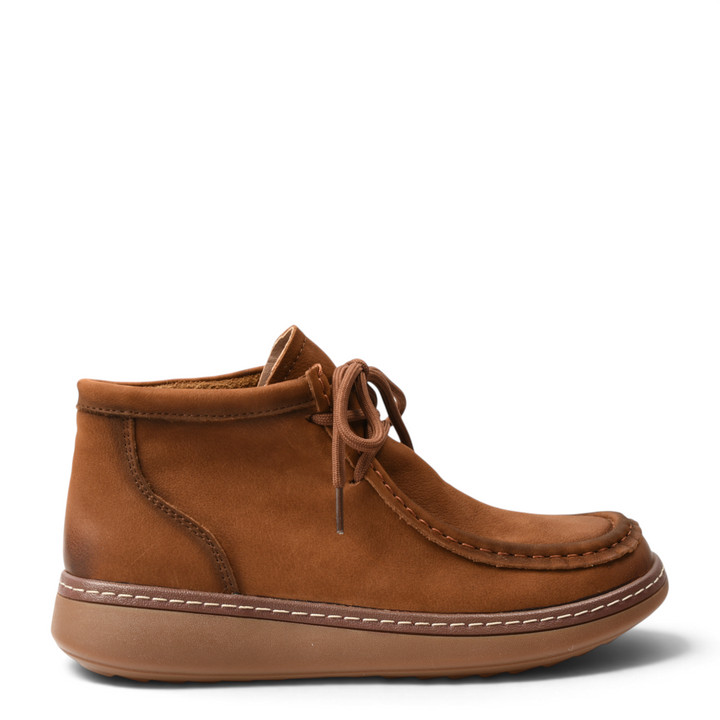 ada-shoes.ro brown suede moccasin-style ankle boots with laces and flexible sole for men