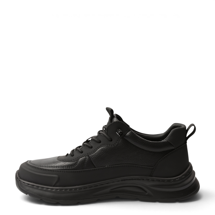 ada-shoes.ro black leather high-top sneakers with a thick shock-absorbing sole and matte protective base trim