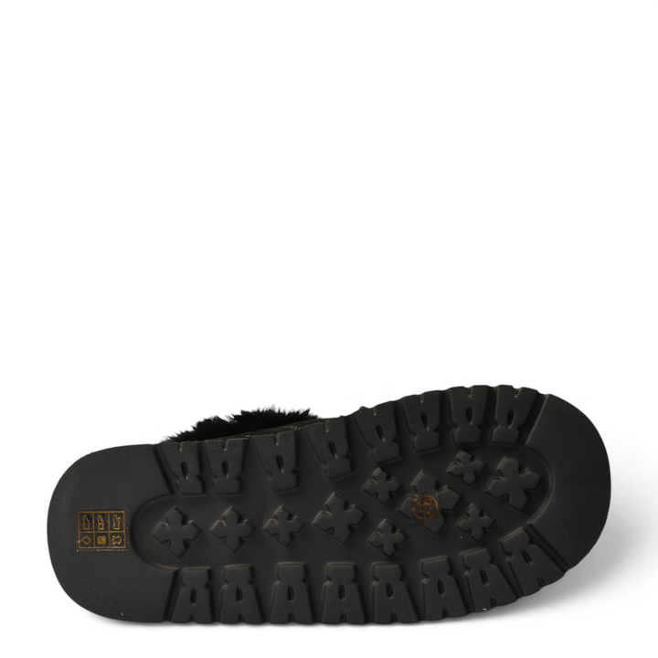 ada-shoes.ro black suede boot sole with thick platform tread and soft faux fur lining detail