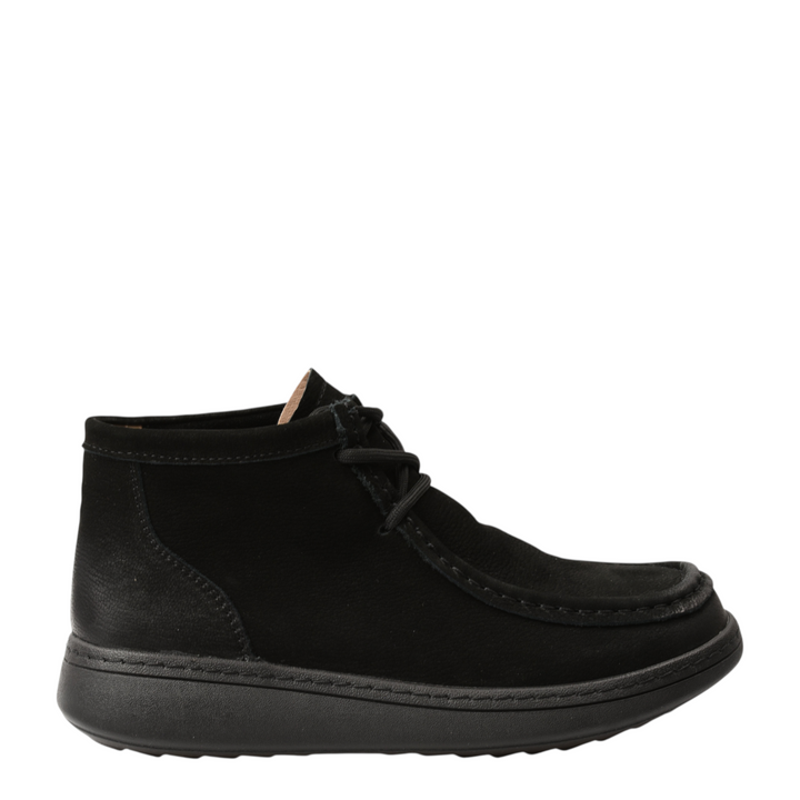 ada-shoes.ro FEELING black suede moccasin-style ankle boots with laces and flexible flat sole