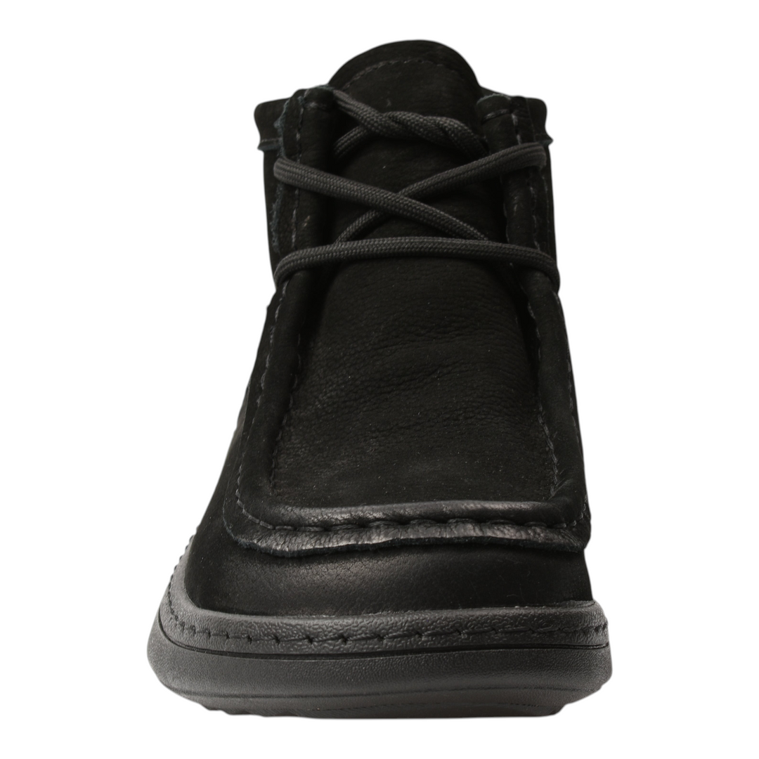 ada-shoes.ro FEELING black suede moccasin ankle boots with lace-up closure and decorative stitching