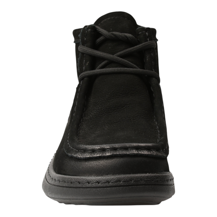 ada-shoes.ro FEELING black suede moccasin ankle boots with lace-up closure and decorative stitching