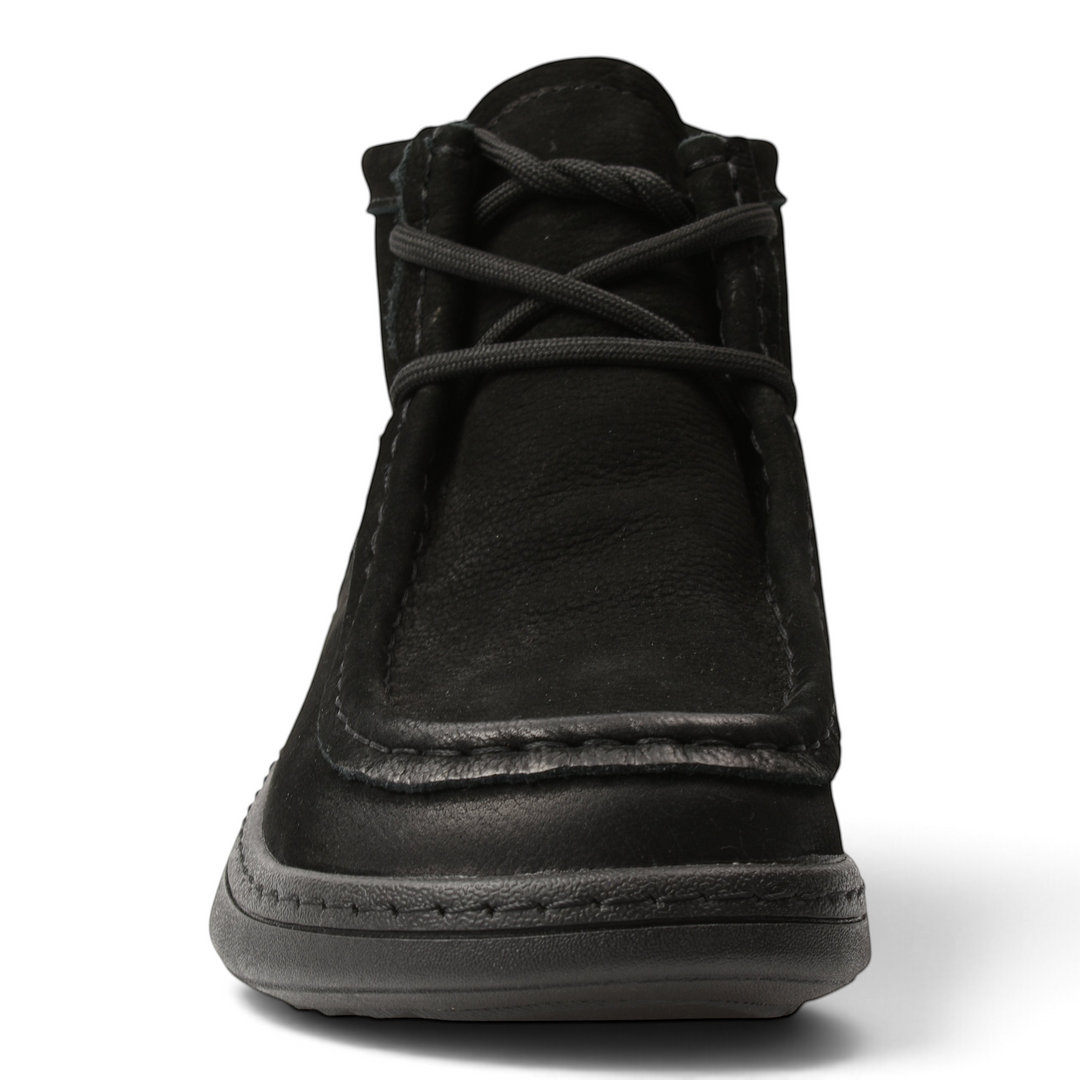 ada-shoes.ro FEELING black suede moccasin ankle boots with lace-up closure and decorative stitching
