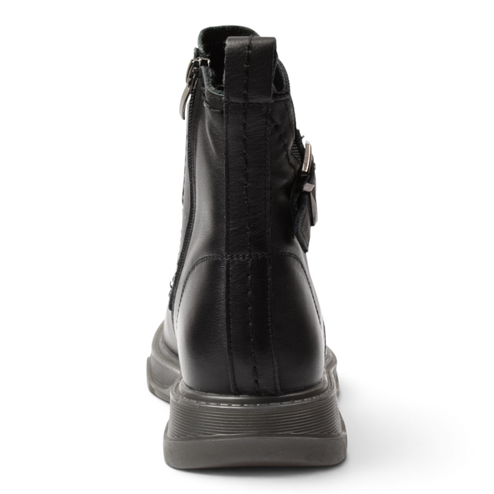 Back view of ada-shoes.ro black leather casual ankle boots with side zipper and sturdy sole
