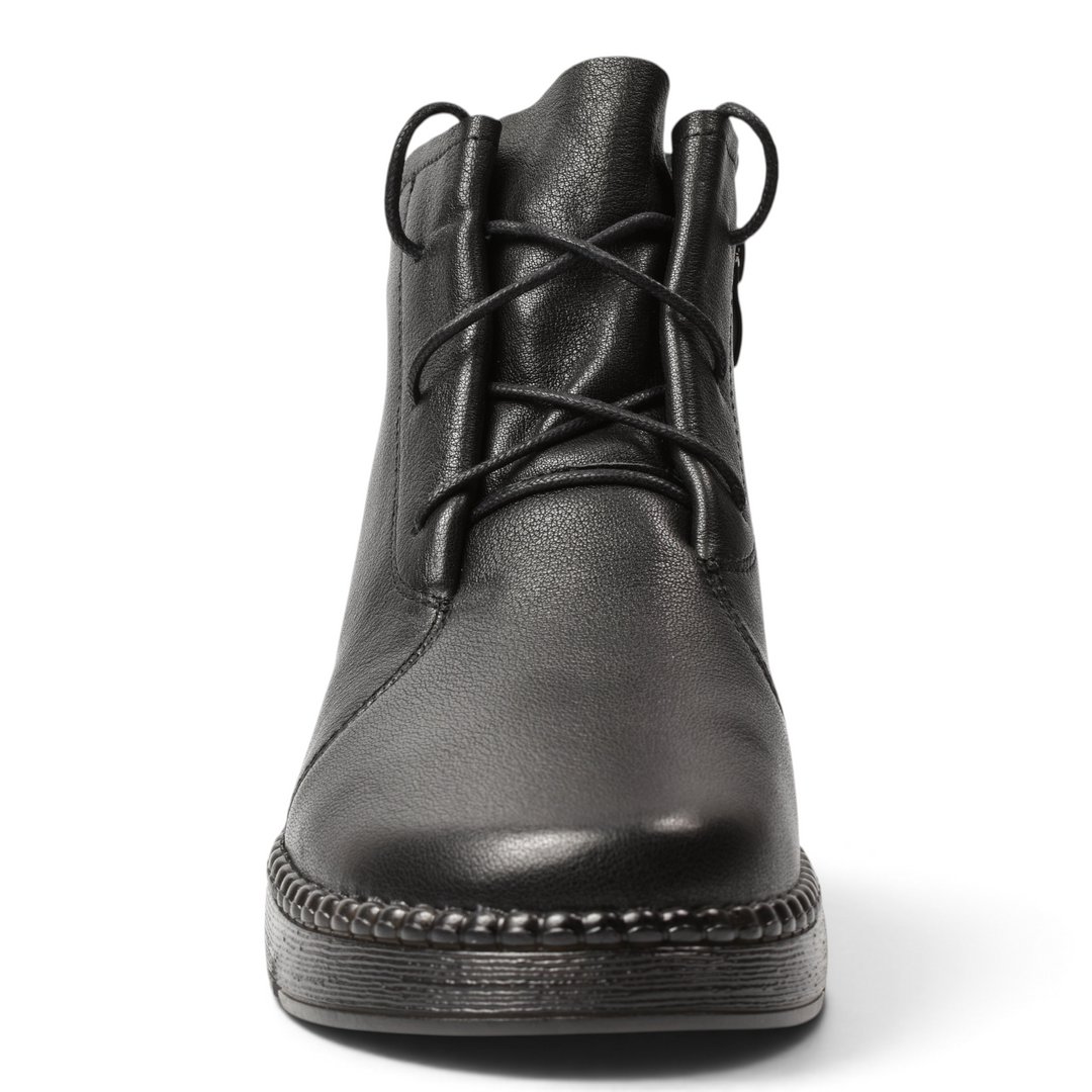 ada-shoes.ro black leather casual ankle boots with laces and side zipper for women
