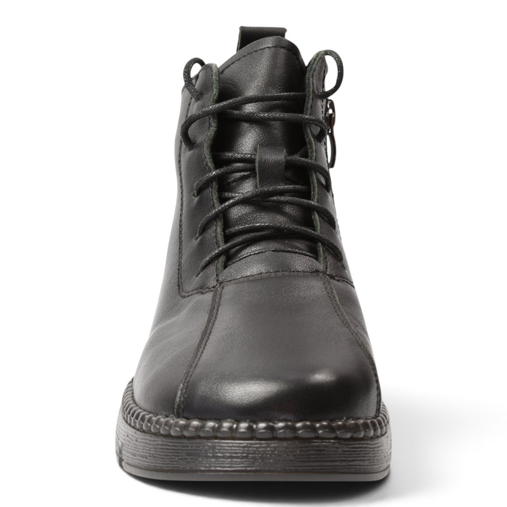 ada-shoes.ro black leather casual ankle boots with laces and side zipper for women