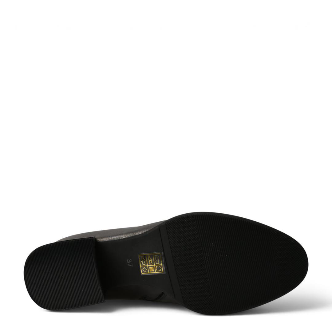 ada-shoes.ro black leather ankle boot sole with a stable block heel and textured non-slip grip