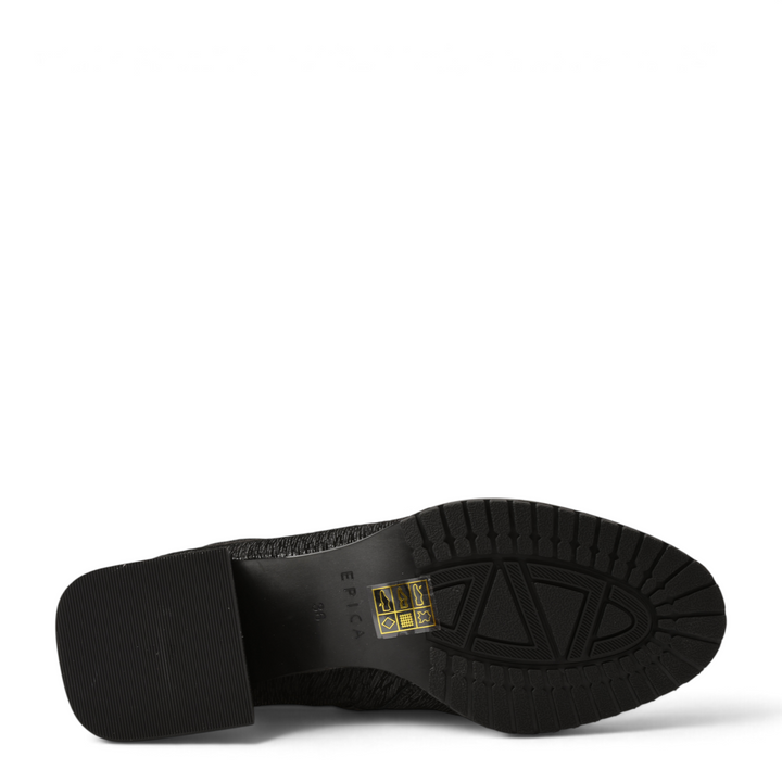 ada-shoes.ro Epica black ankle boot sole with block heel and textured tread pattern