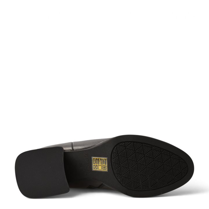 Black leather boot sole with textured grip and block heel from ada-shoes.ro