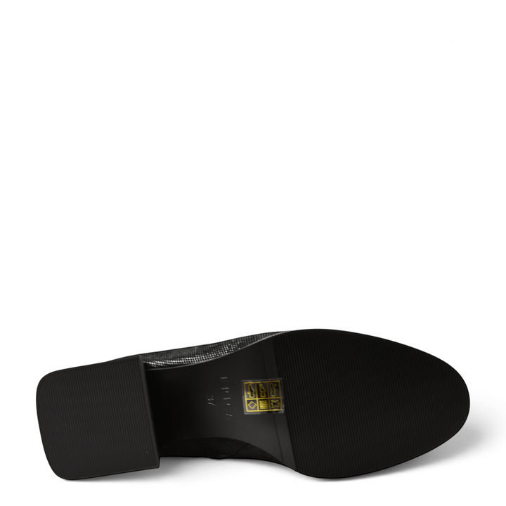 ada-shoes.ro Epica black leather ankle boot sole with a block heel and textured finish