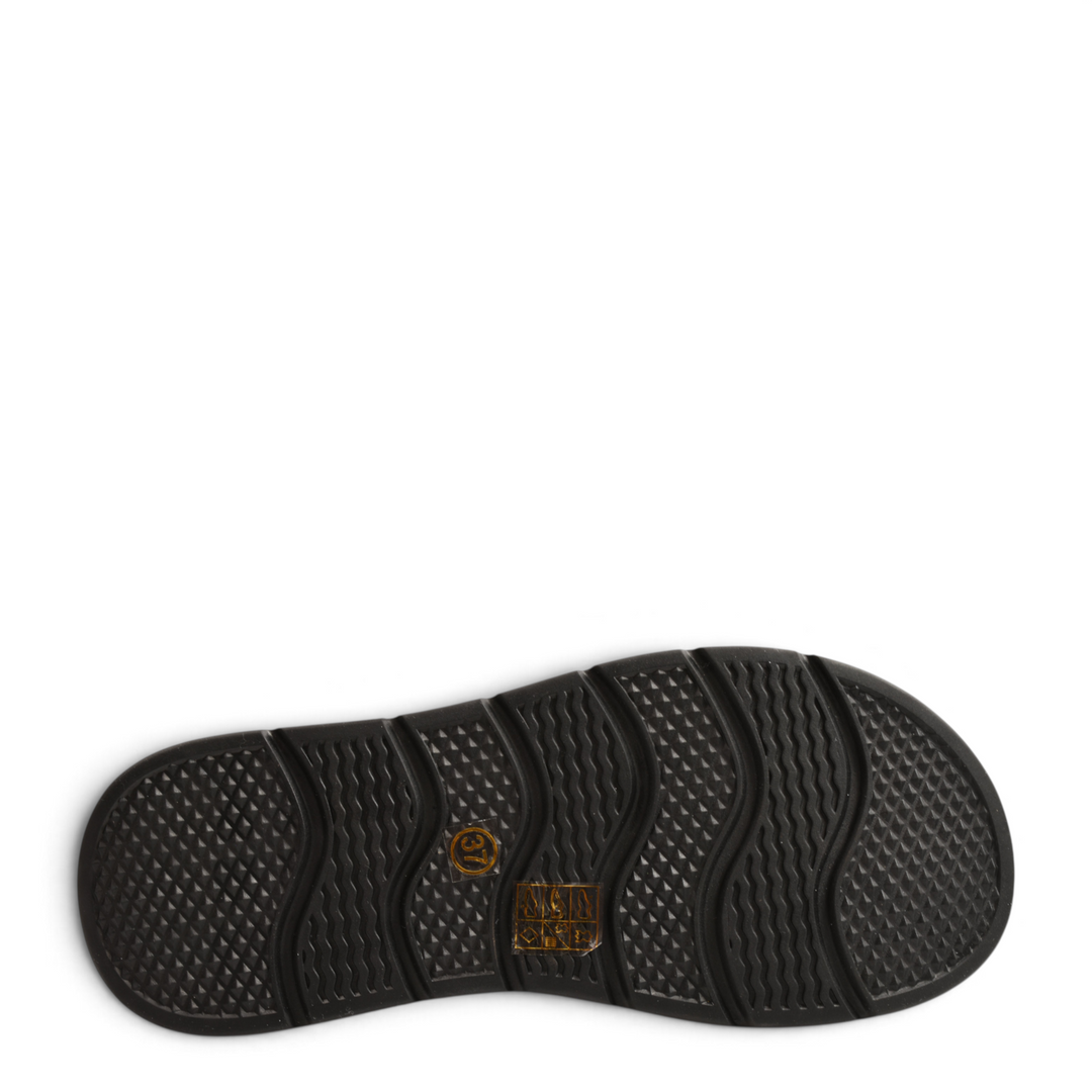 Black rubber outsole of ada-shoes.ro Ghete 85391-N with a textured wave pattern for grip and size 37 label
