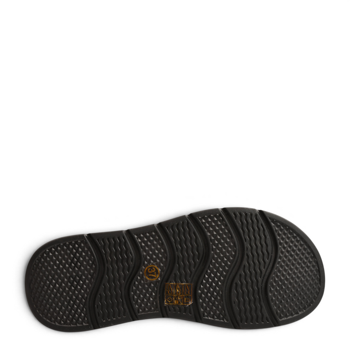 Black rubber outsole of ada-shoes.ro Ghete 85391-N with a textured wave pattern for grip and size 37 label