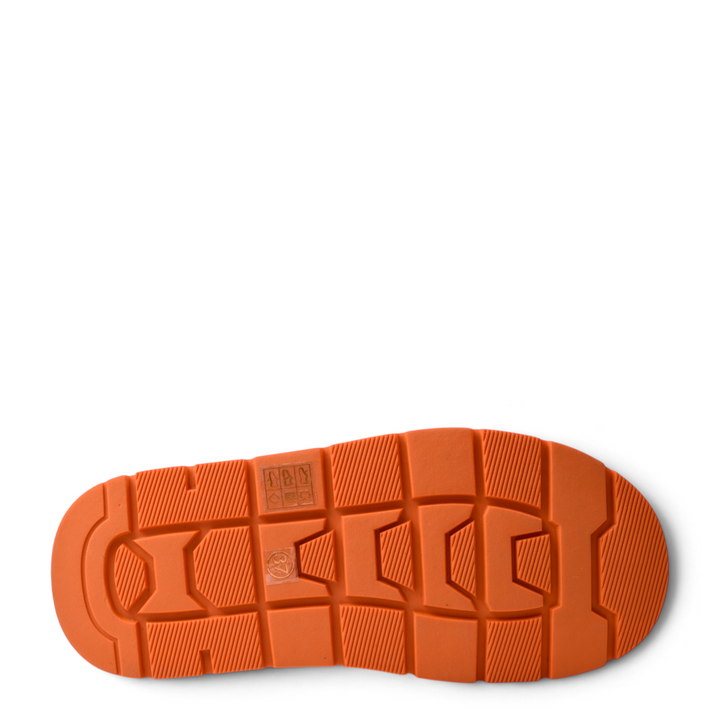 ada-shoes.ro Feeling UG-1-P black suede boots featuring a vibrant orange thick rubber sole with a textured tread