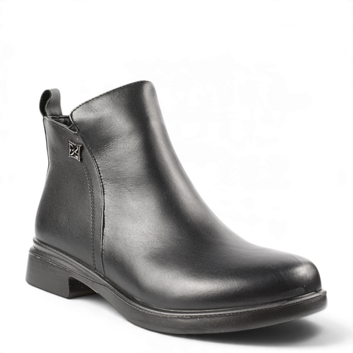 ada-shoes.ro Formazione black leather ankle boots with a 3cm heel and side zipper closure
