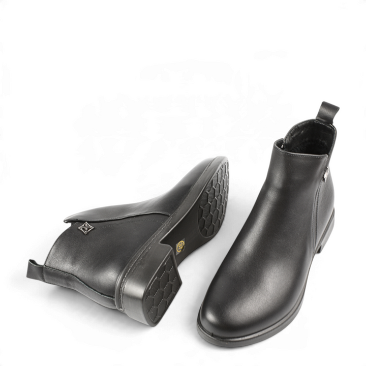 ada-shoes.ro Formazione black leather ankle boots with side zipper and 3 cm heel