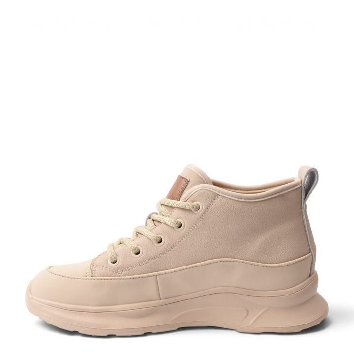 ada-shoes.ro beige leather high-top sneakers with a thick platform sole and matching laces