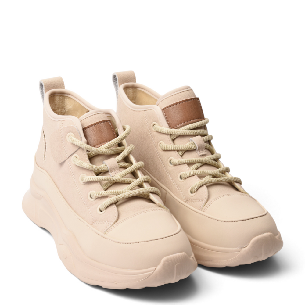 ada-shoes.ro beige leather high-top sneakers with thick platform soles and brown tongue accents
