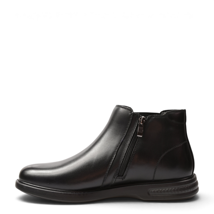 ada-shoes.ro black leather ankle boots with a smooth finish, side zipper, and comfortable sole for men