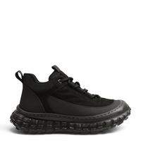 ada-shoes.ro black nubuck leather urban boots with a textured protective rubber guard and chunky lugged sole
