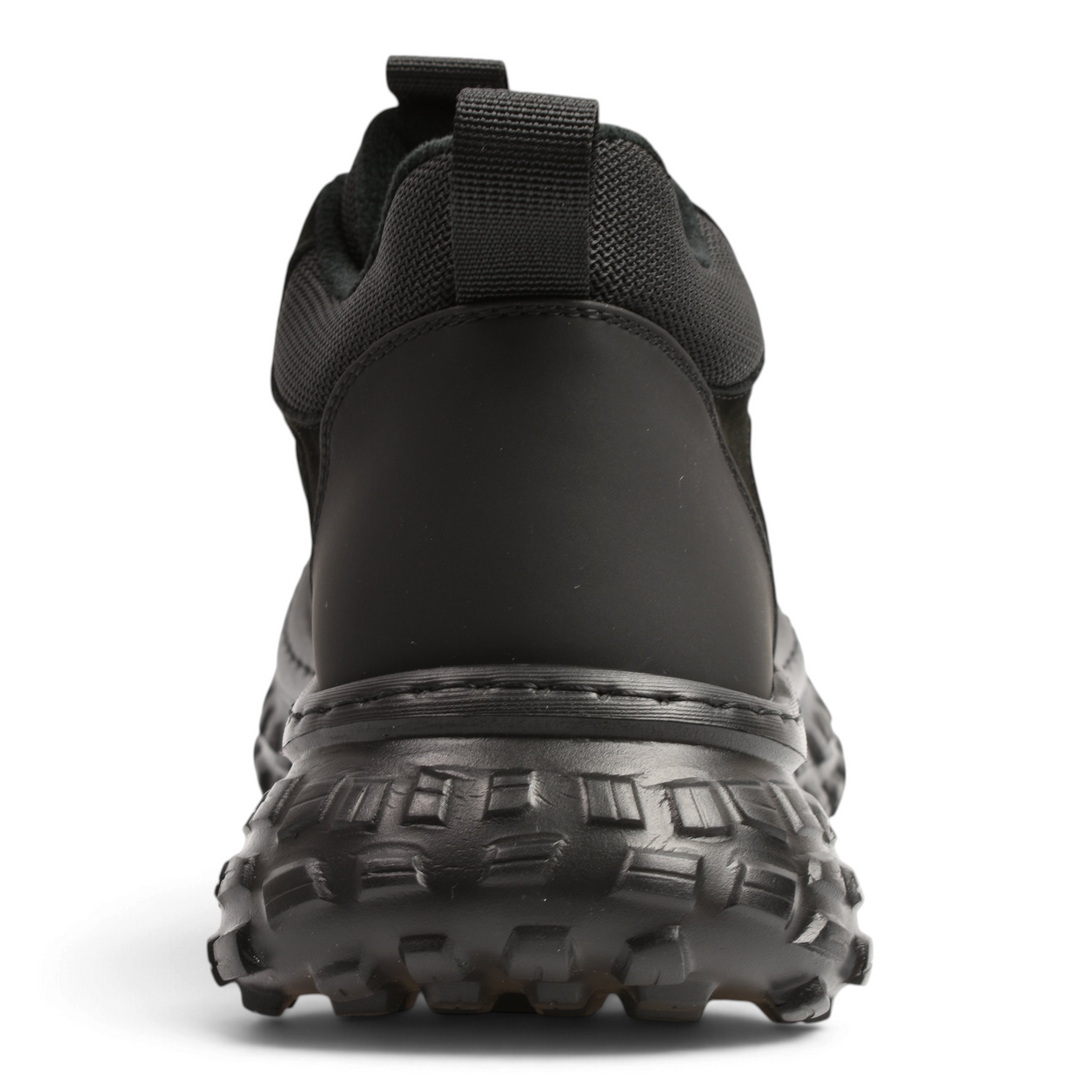 ada-shoes.ro 6025-N black nubuck boots featuring a thick, sculptural lug sole and a protective rubber heel guard.