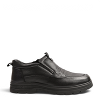 ada-shoes.ro Otter D6102-N black textured leather men's casual boots with side zipper and thick rubber sole