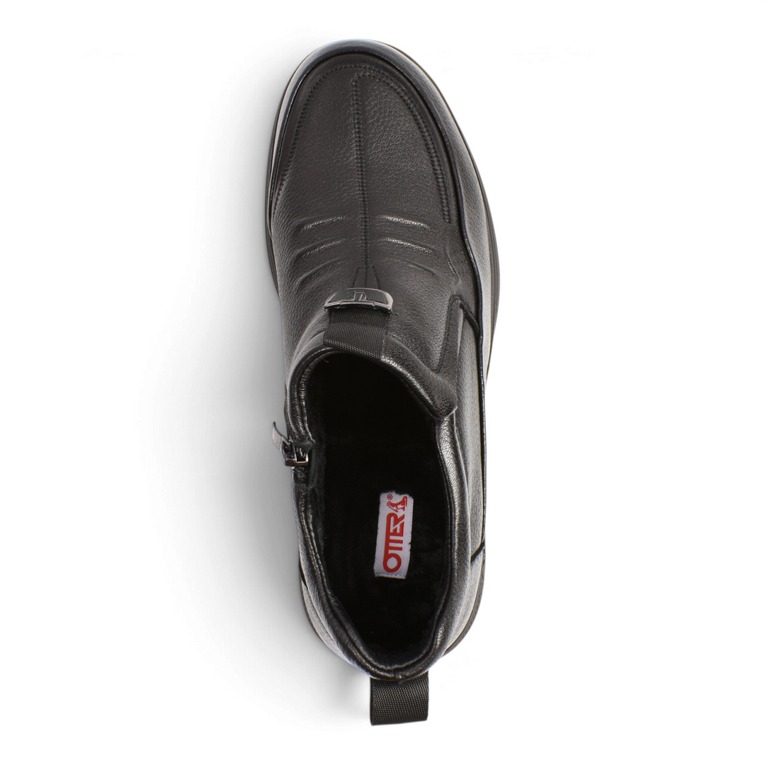 Top view of black textured leather Otter D6102-N men&