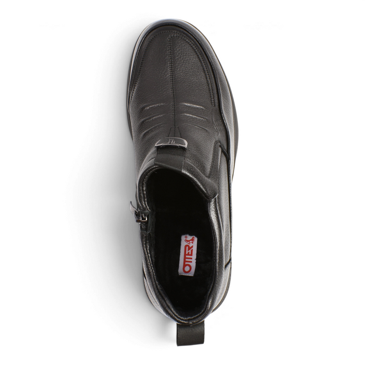 Top view of black textured leather Otter D6102-N men&