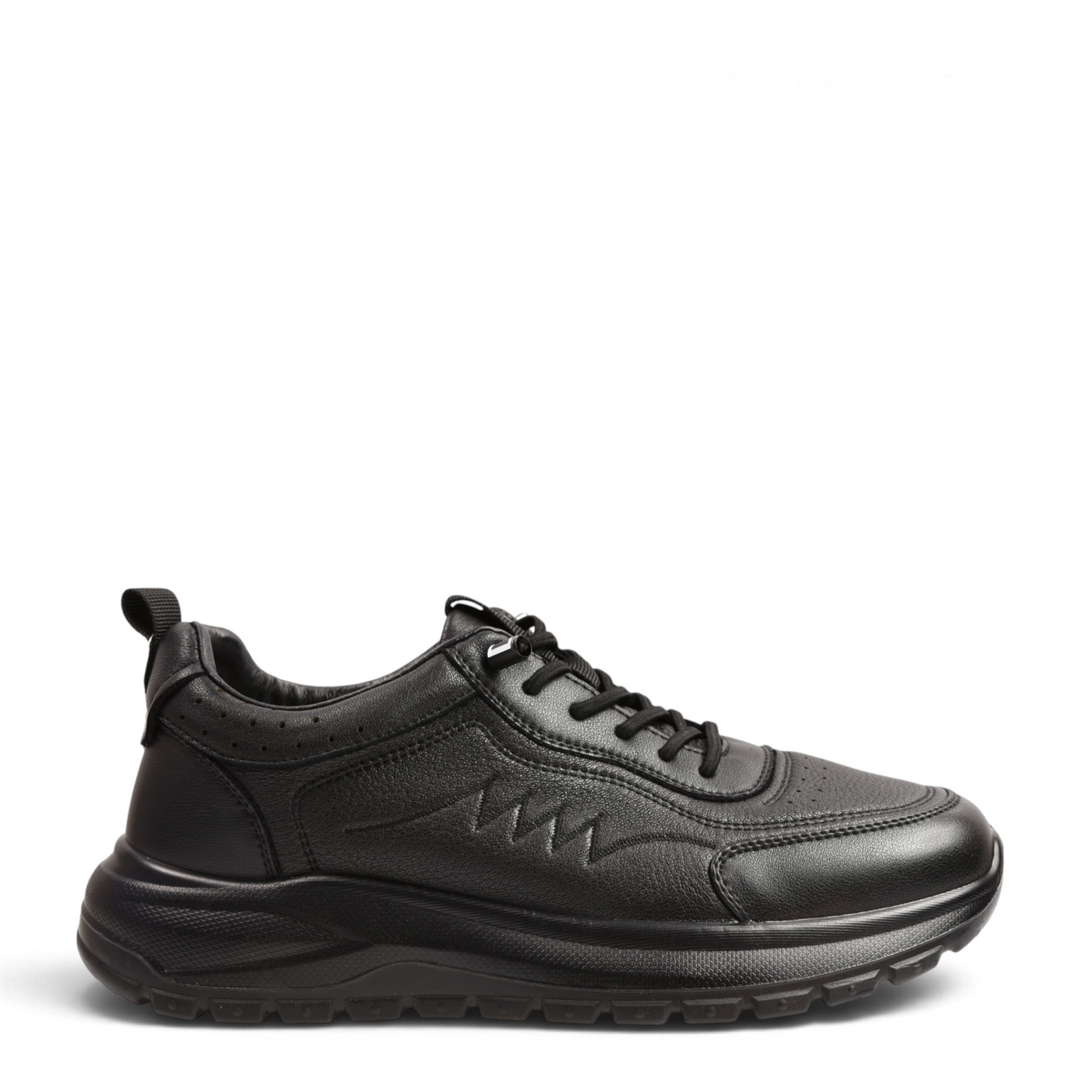 ada-shoes.ro Otter D6103-N black leather casual sneakers with thick cushioned sole and side zipper