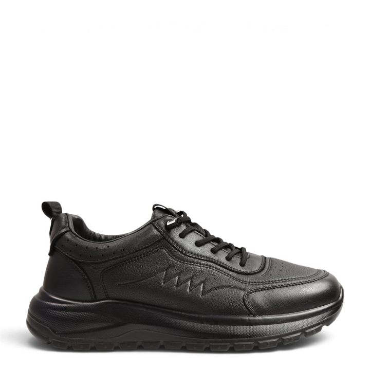 ada-shoes.ro Otter D6103-N black leather casual sneakers with thick cushioned sole and side zipper