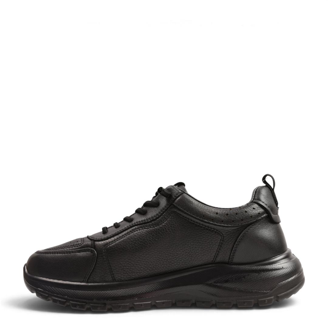 ada-shoes.ro Otter D6103-N black leather casual sneakers with side zipper, thick cushioned sole, and textured finish