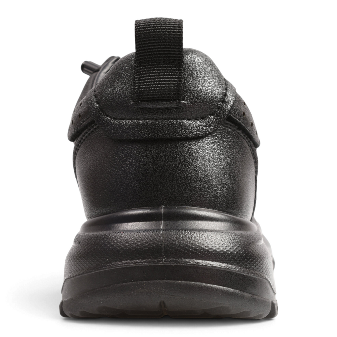 Back view of black Otter D6103-N leather sneakers with a thick sole and pull-tab, available at ada-shoes.ro