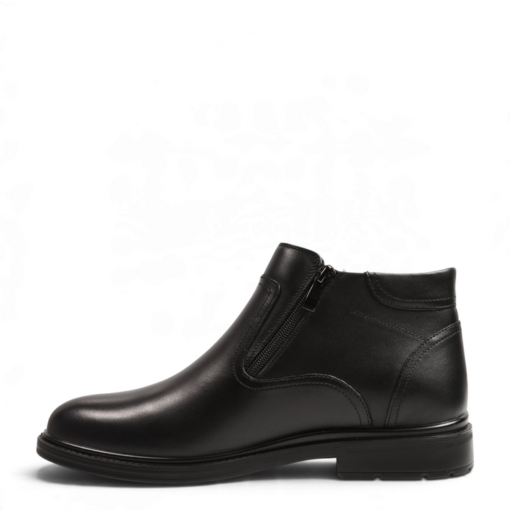 ada-shoes.ro Goretti black leather ankle boots for men with dual side zippers and a durable anti-slip sole
