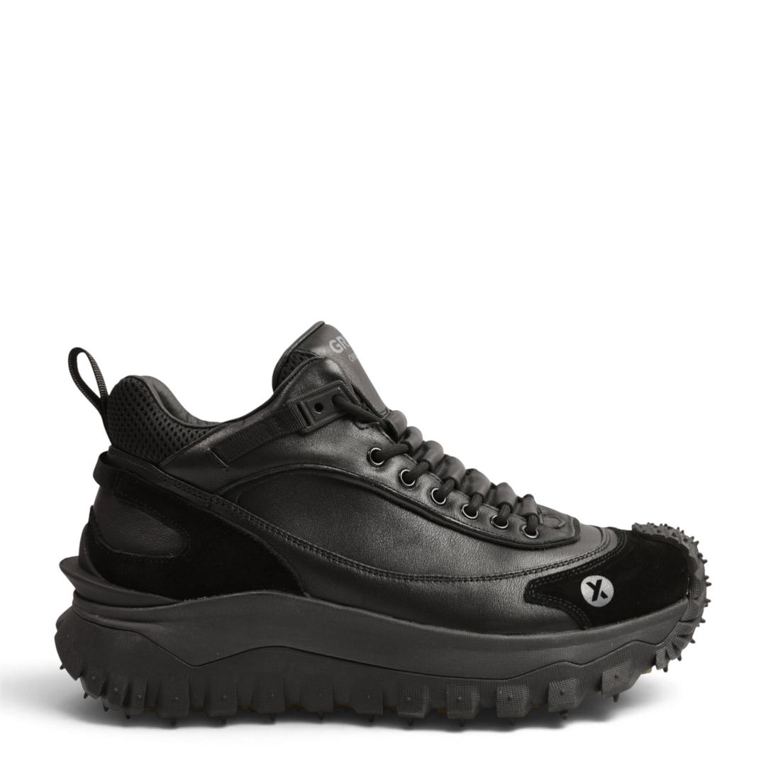 ada-shoes.ro Gryxx 8861-1-N black leather trail sneakers with rugged lug sole and suede accents