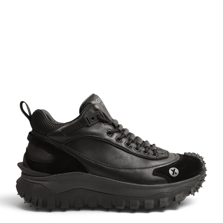 ada-shoes.ro Gryxx 8861-1-N black leather trail sneakers with rugged lug sole and suede accents
