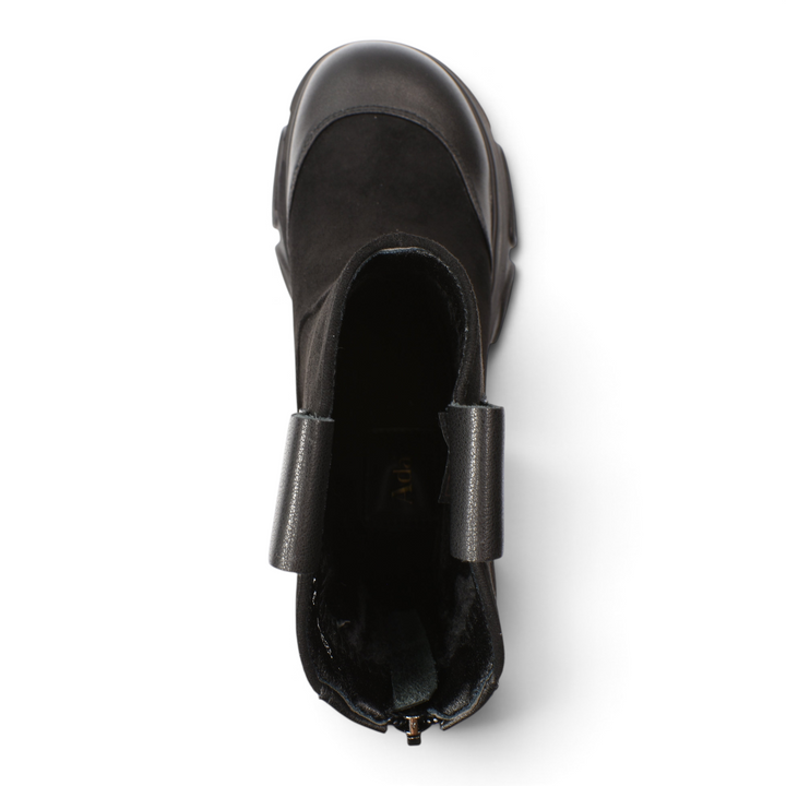 ada-shoes.ro black casual ankle boots with a chunky sole and suede finish viewed from above