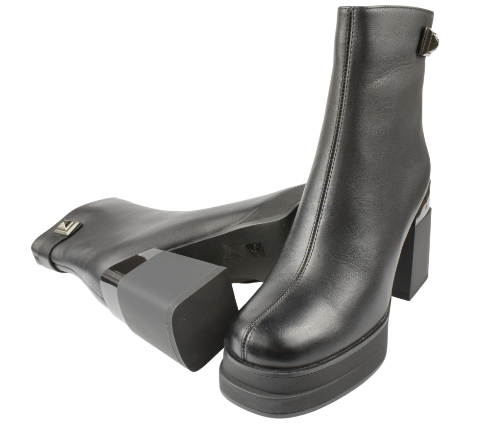 Ghete casual, dama, EPICA, W150048A negru, piele naturala, cu toc