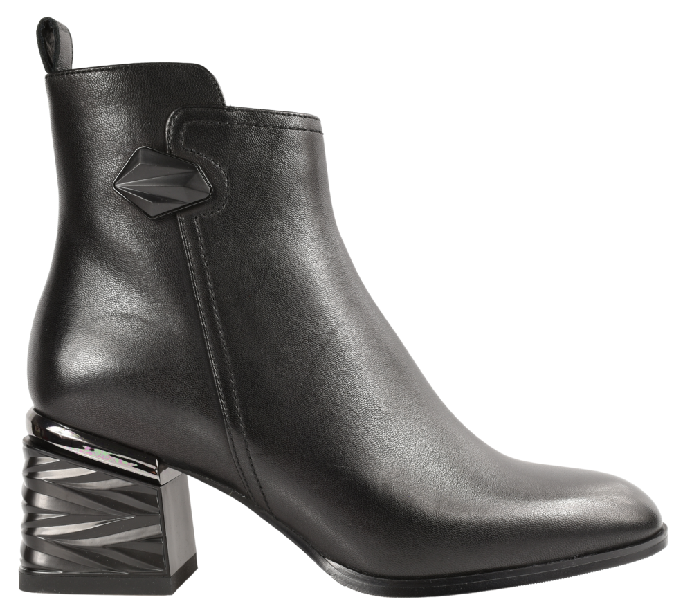 Ghete elegante, dama, EPICA, JY70027 negru, piele naturala, cu toc
