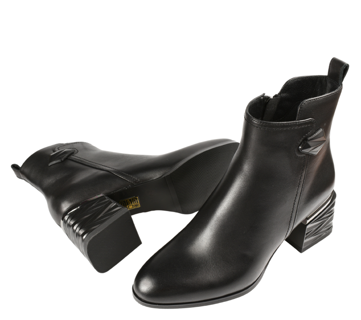 Ghete elegante, dama, EPICA, JY70027 negru, piele naturala, cu toc