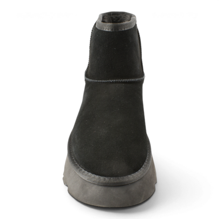 ada-shoes.ro Anna Viotti black suede water-repellent sport boots with thick warm lining and chunky 5cm sole