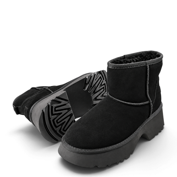 ada-shoes.ro Anna Viotti black suede water-repellent sport boots with thick lining and chunky platform sole