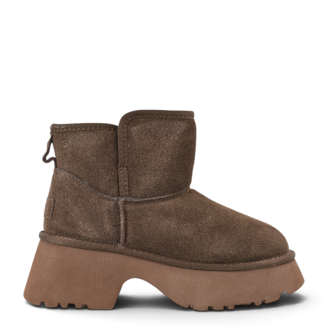 ada-shoes.ro Anna Viotti brown suede puffer snow boots with a thick platform sole and slip-on design