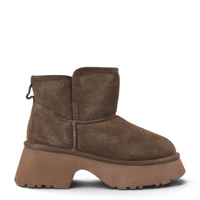 ada-shoes.ro Anna Viotti brown suede puffer snow boots with a thick platform sole and slip-on design