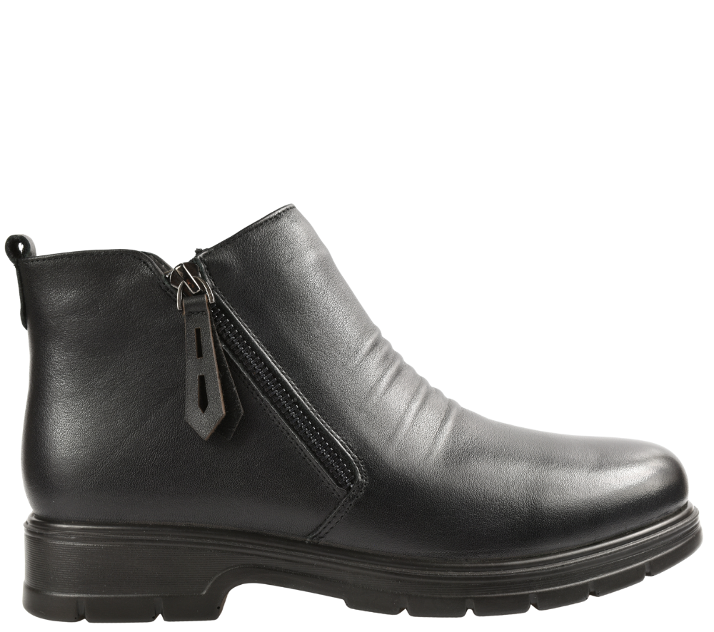 Ghete casual, dama, FORMAZIONE, 76-76 negru, piele naturala
