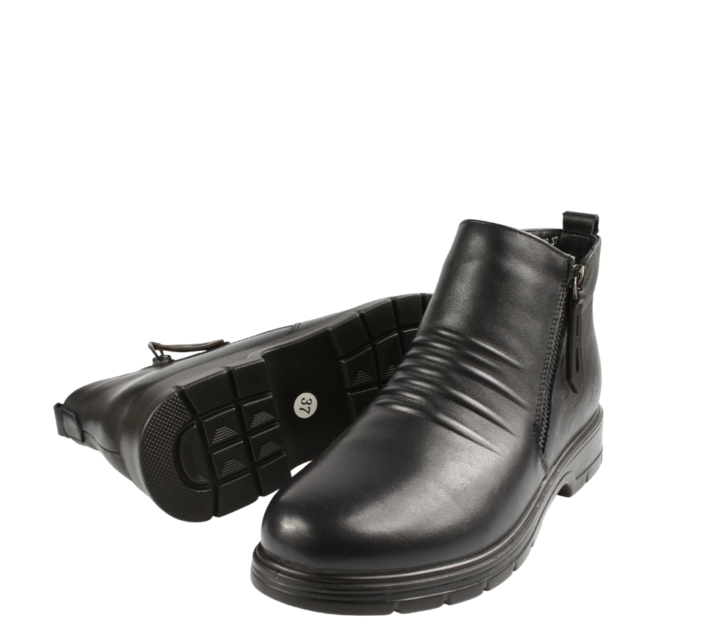 Ghete casual, dama, FORMAZIONE, 76-76 negru, piele naturala