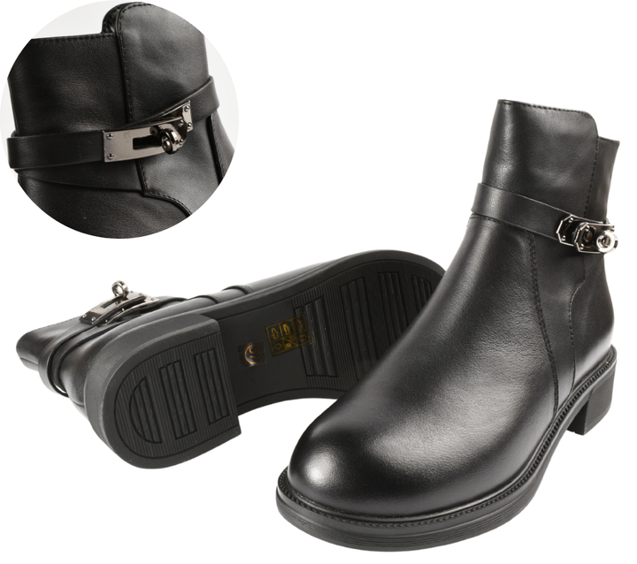 Ghete casual, dama, FORMAZIONE, 9570 negru, piele naturala