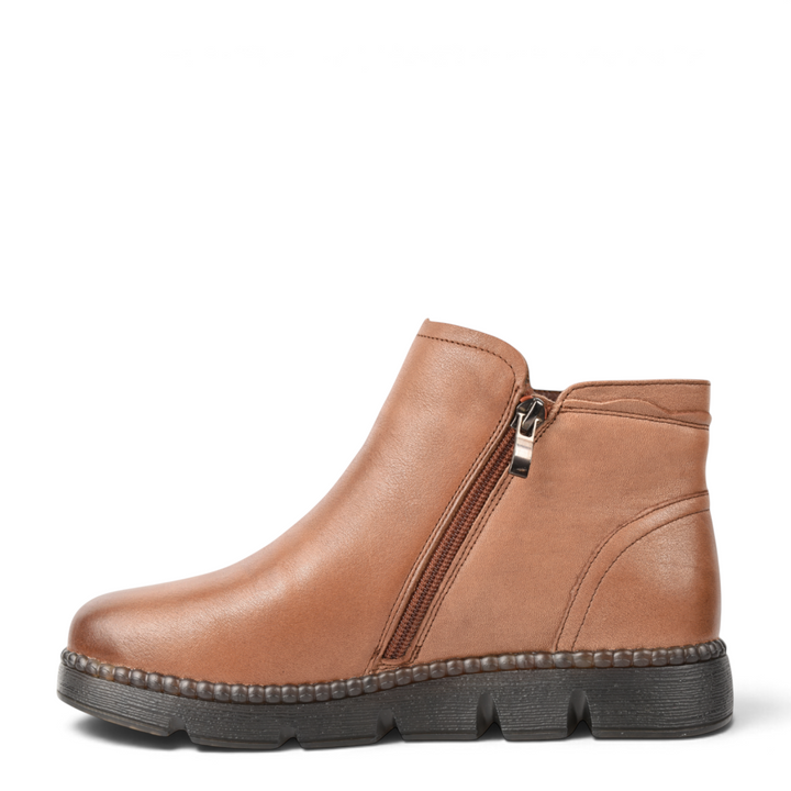 ada-shoes.ro Formazione brown leather casual ankle boots with side zipper and 3cm black sole