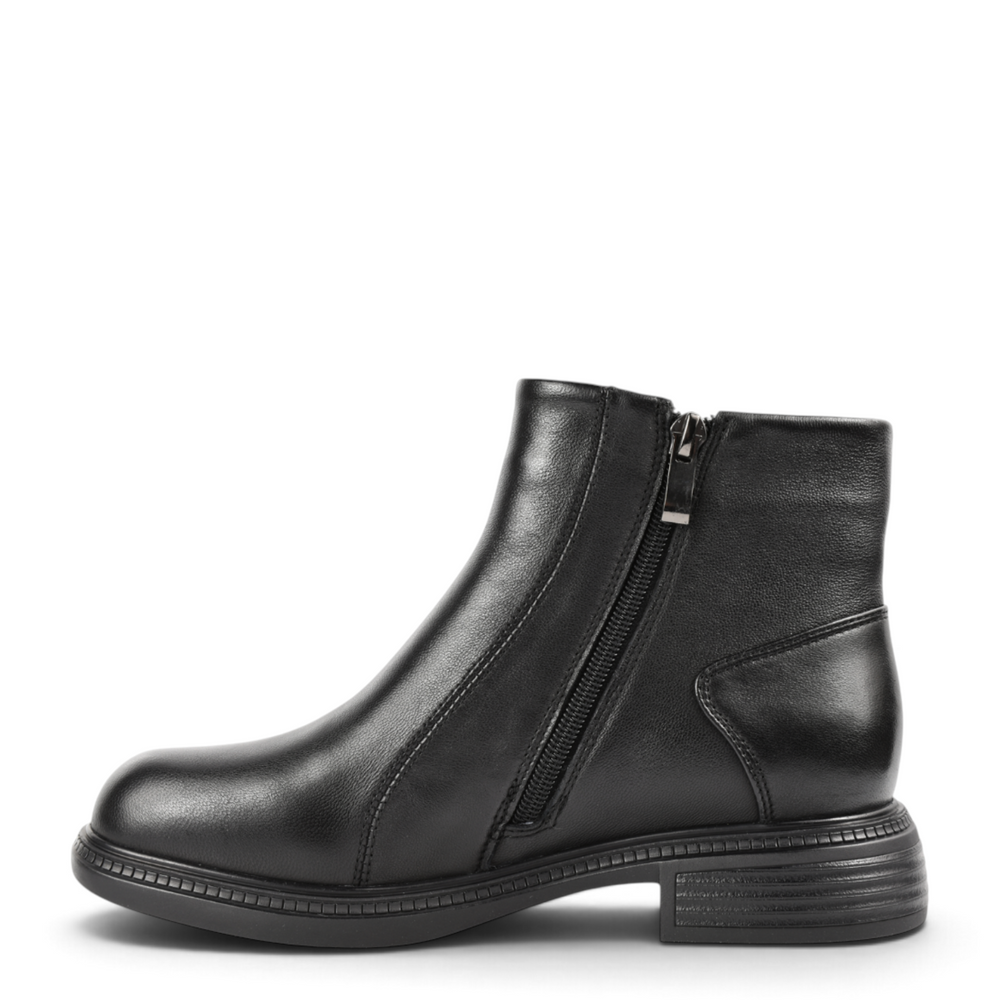 ada-shoes.ro Formazione 515-6 black leather ankle boots with dual side zippers and a low comfortable block heel