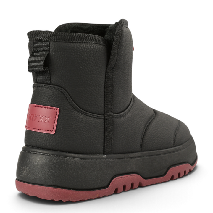 ada-shoes.ro Gryxx black puffer boots with red sole details and pull-on design for women