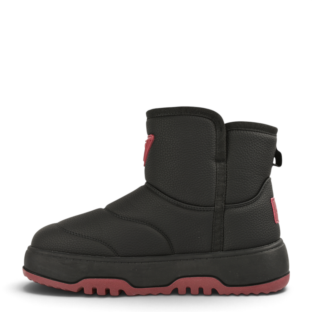 ada-shoes.ro Gryxx black puffer boots with red sole accents and pull-on design for women